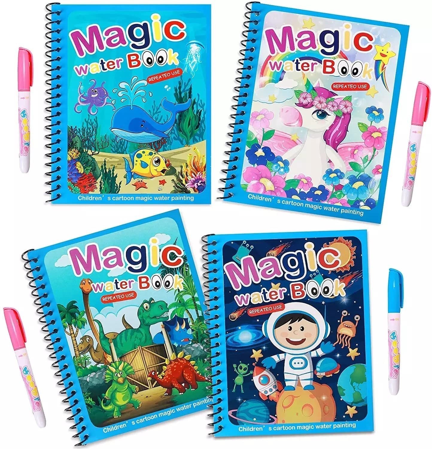 SET DE 4 LIBROS MAGICOS PARA PINTAR CON AGUA